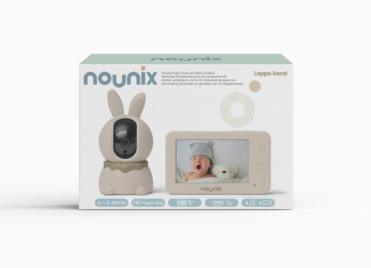 Nounix Lappo 360° Digitales HD-Babyphone mit 5"-Bildschirm